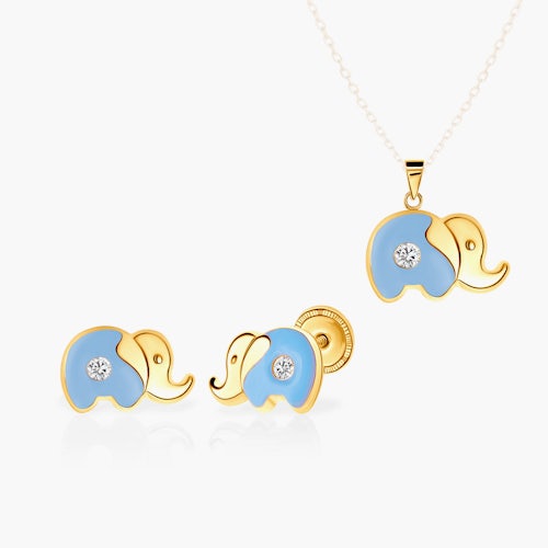 Komplet biżuterii Animals: złoto, cyrkonie